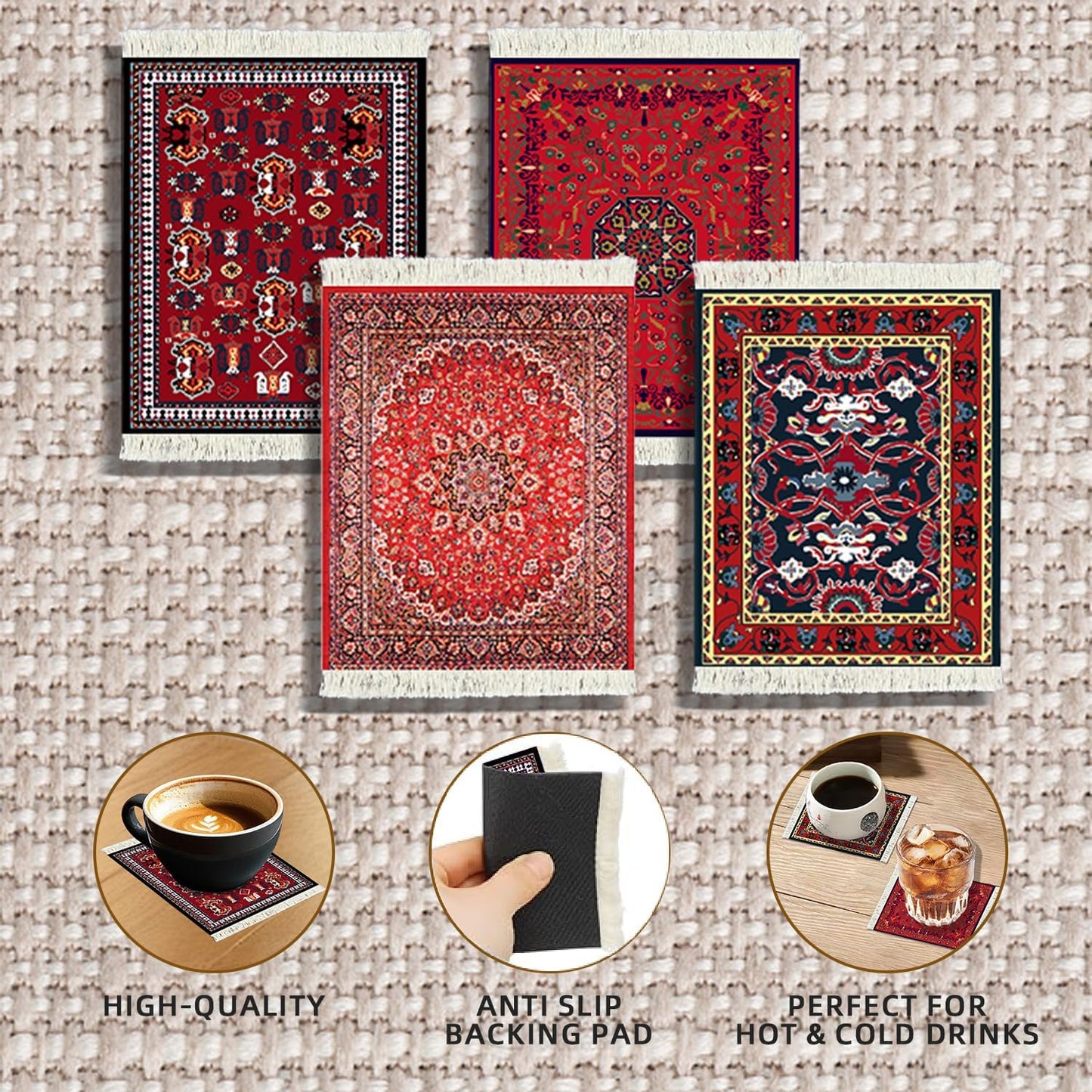 Juego posavasos estilo oriental absorbente para mesa café
