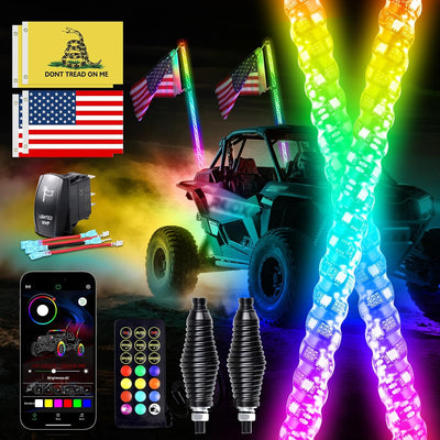 2 Pzas Luces LED Látigo 3pulg para UTV ATV App Modos