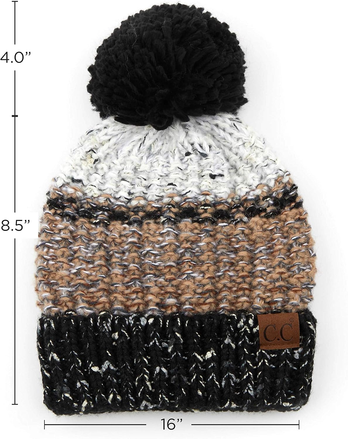 Gorro con pompón mujer diseño semilla invierno