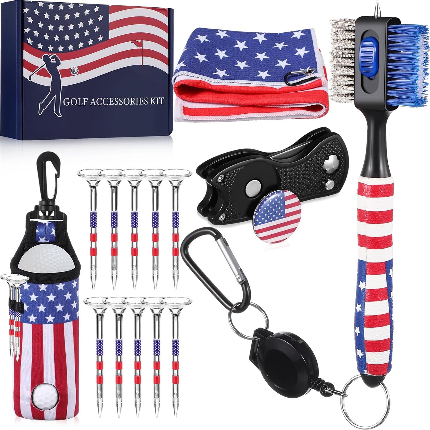 Kit 15 Accesorios Golf Bandera Toalla Bolsa Pelota Divot