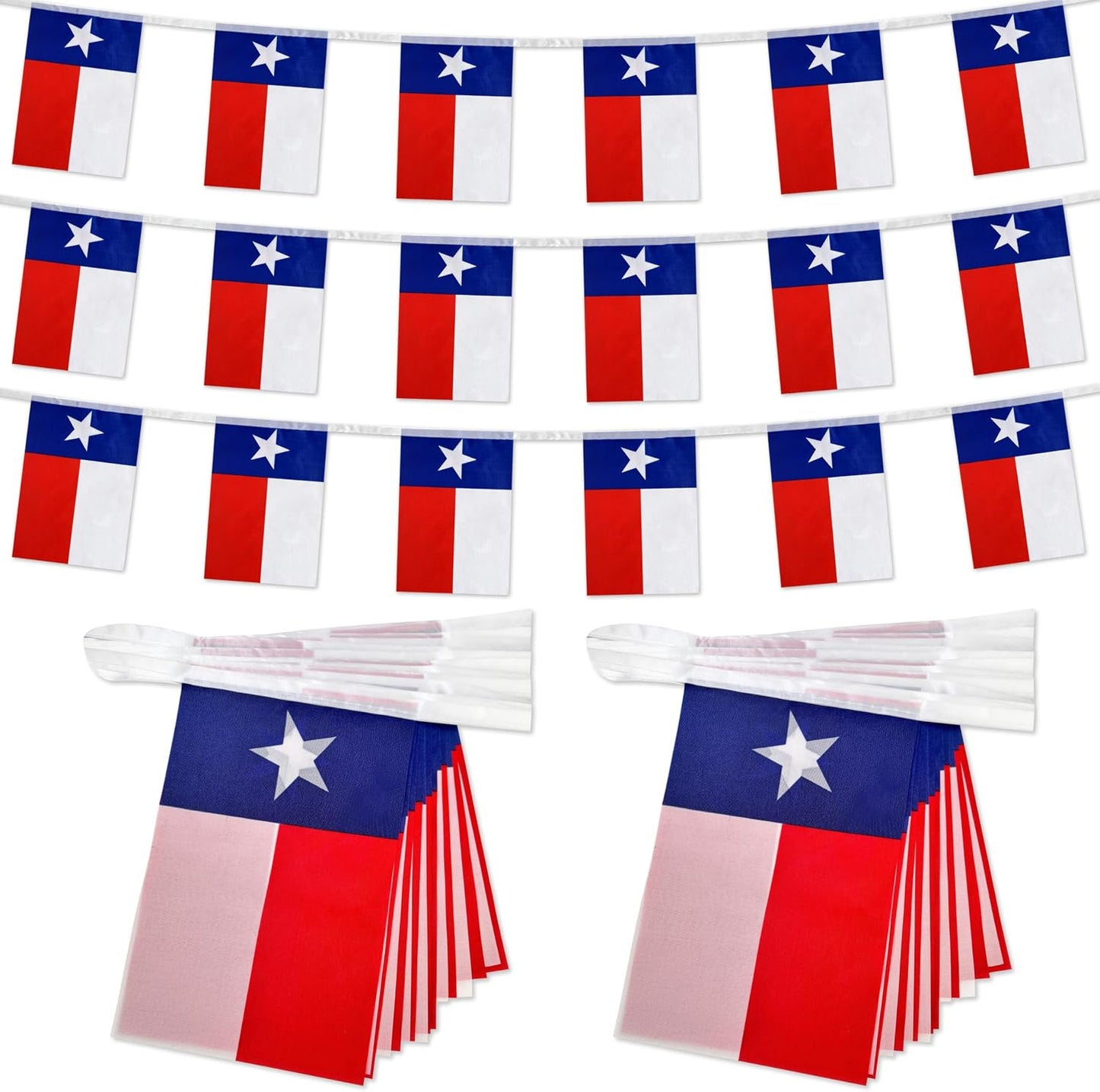 2 Pack Banderas Texas 60ft 40 Pzas Colgantes