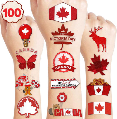 Tatuajes temporales Canadá 100uds regalos fiesta clase