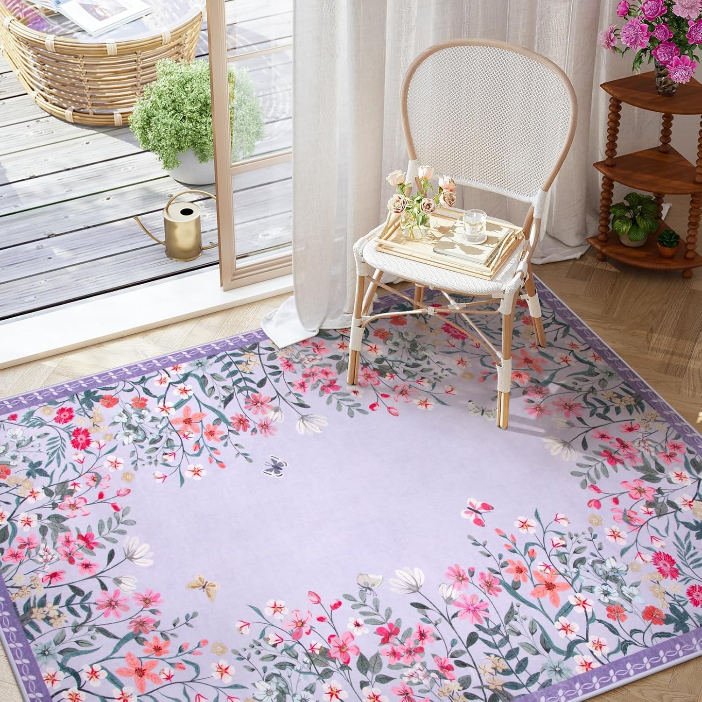 Alfombra lavable morada 4x6ft antiderrap dormitorio