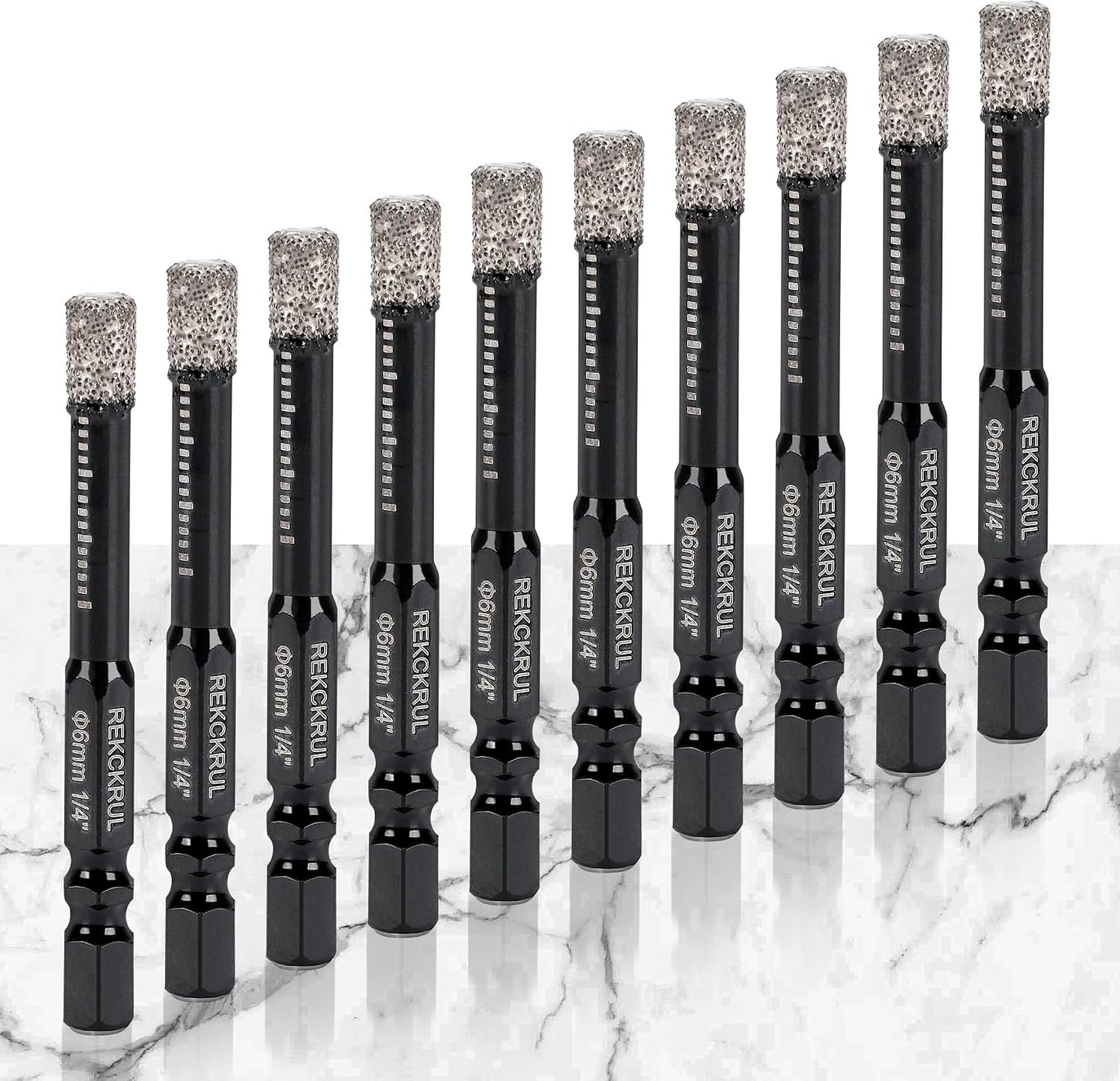 Set 10 Brocas Diamante 1/4pulg para Cerámica Vidrio Granito