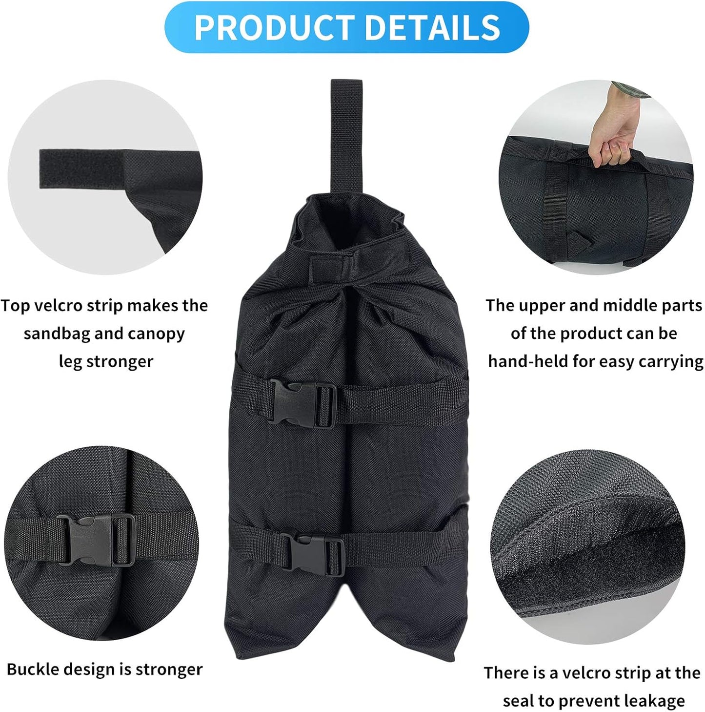 Set 4 bolsas arena 1680D para toldo refugios
