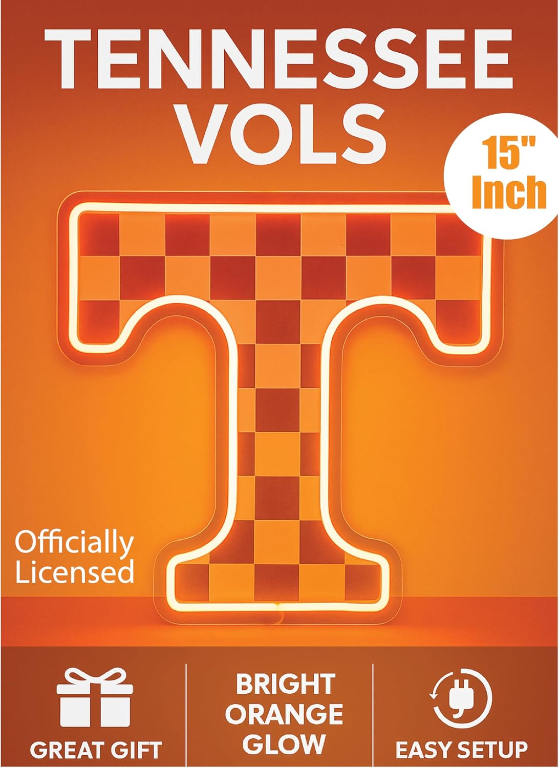 Letrero neón oficial Vols UT 15pulg regalo hombres mujeres