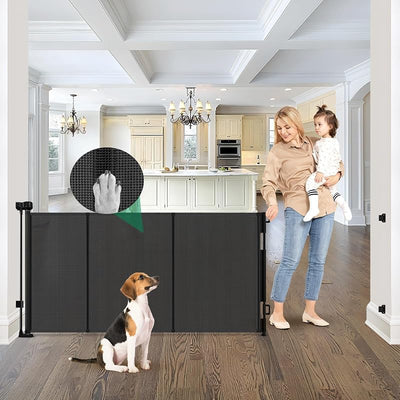 Puerta retráctil ancha para bebé y perro 85" con varillas