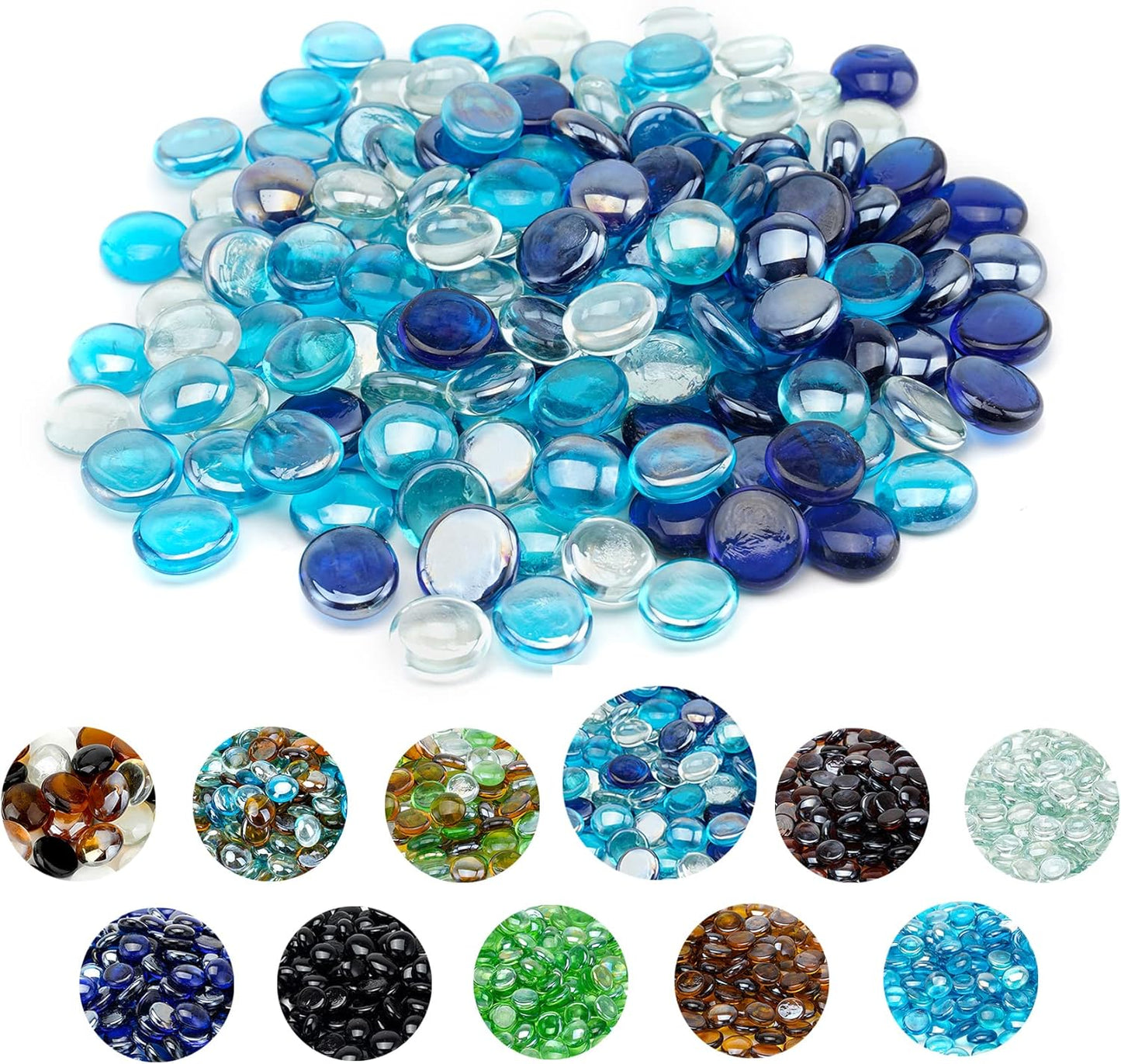 Cuentas vidrio fuego 10lb 1/2pulg azul cobalto brillo caribeño