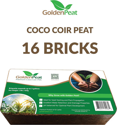 Ladrillos coco orgánico 22.93oz x16 para jardinería y
