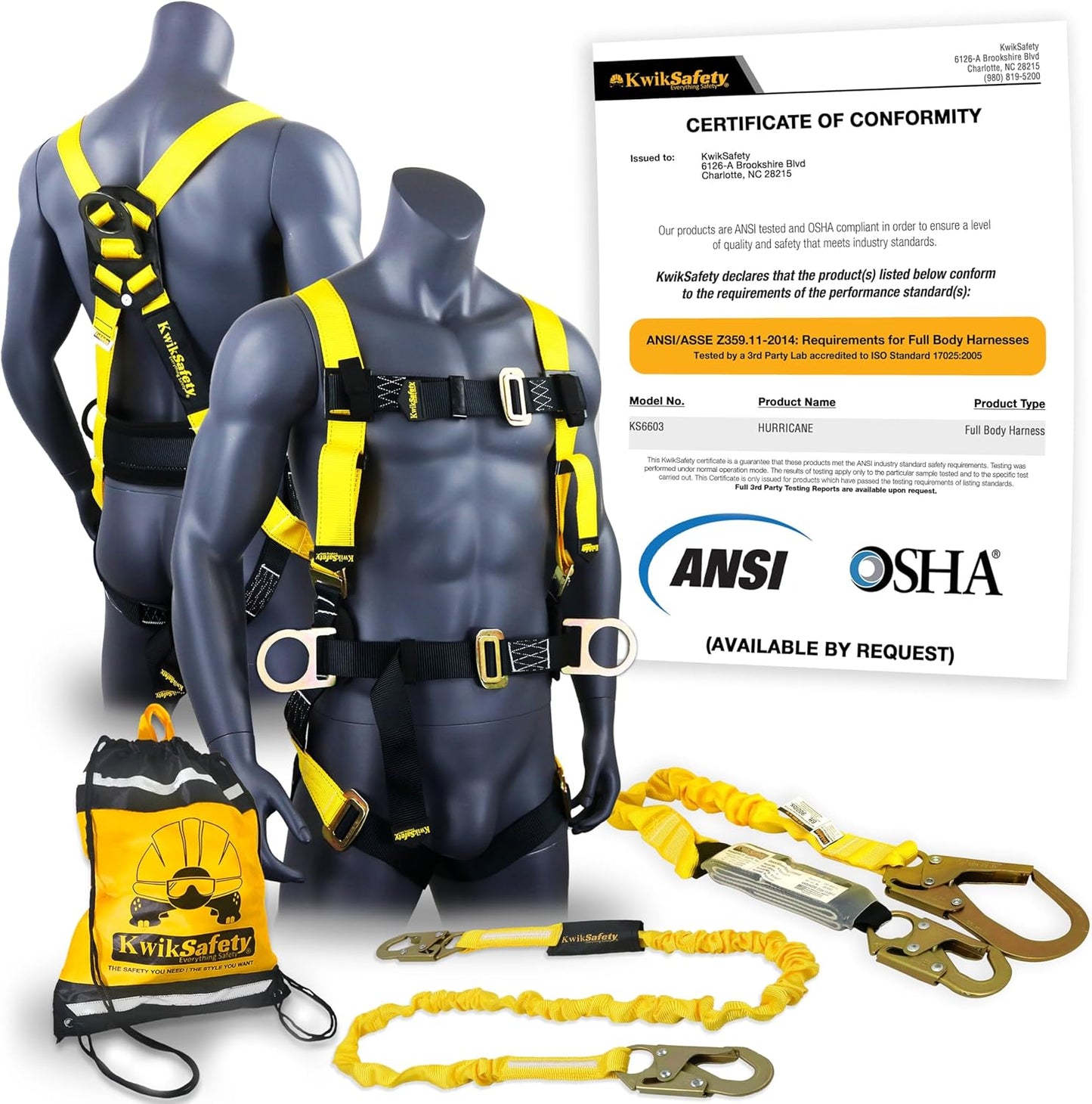 Arnés seguridad 3 anillos respaldo ANSI OSHA