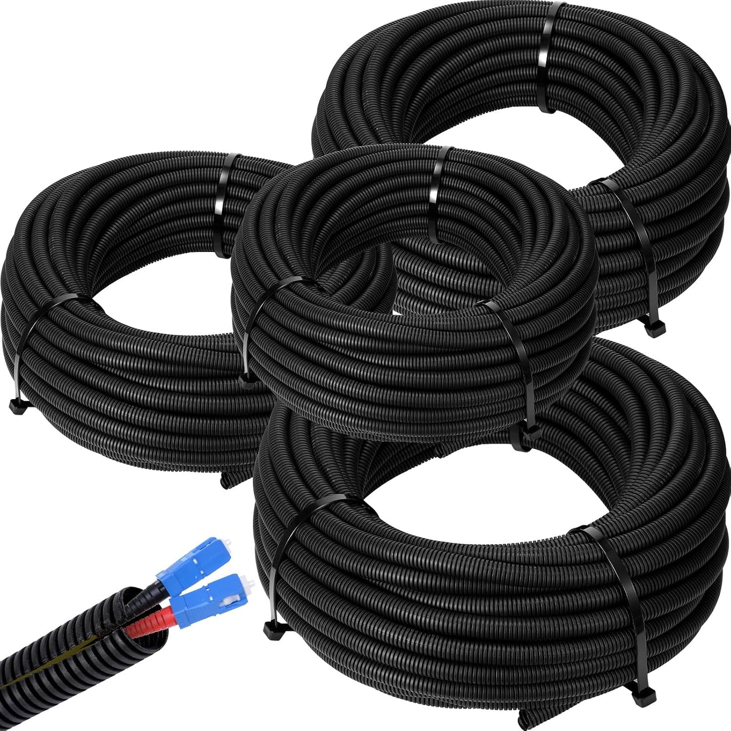 Protectores de cable dividido 1/4-3/4pulg 25pies negro