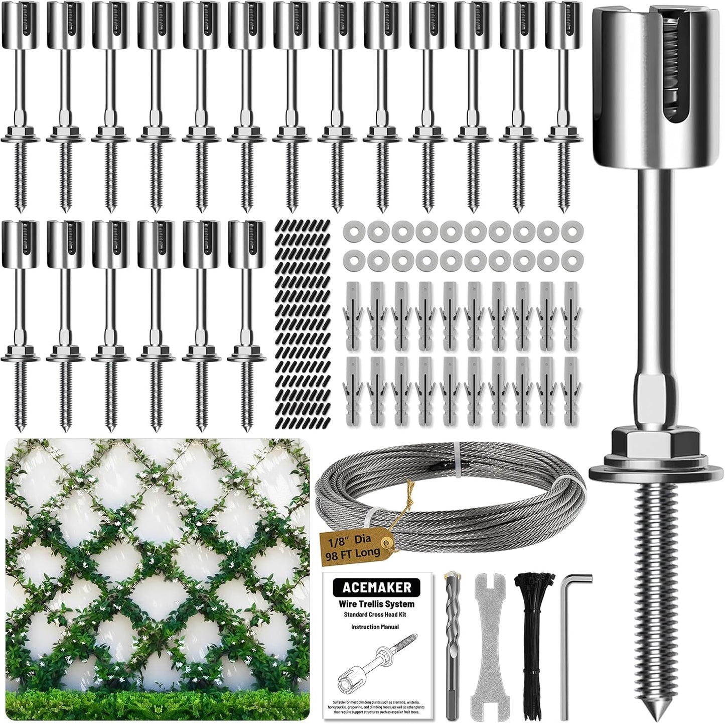 Enrejado alambre para plantas trepadoras 20 pzas acero inox T316