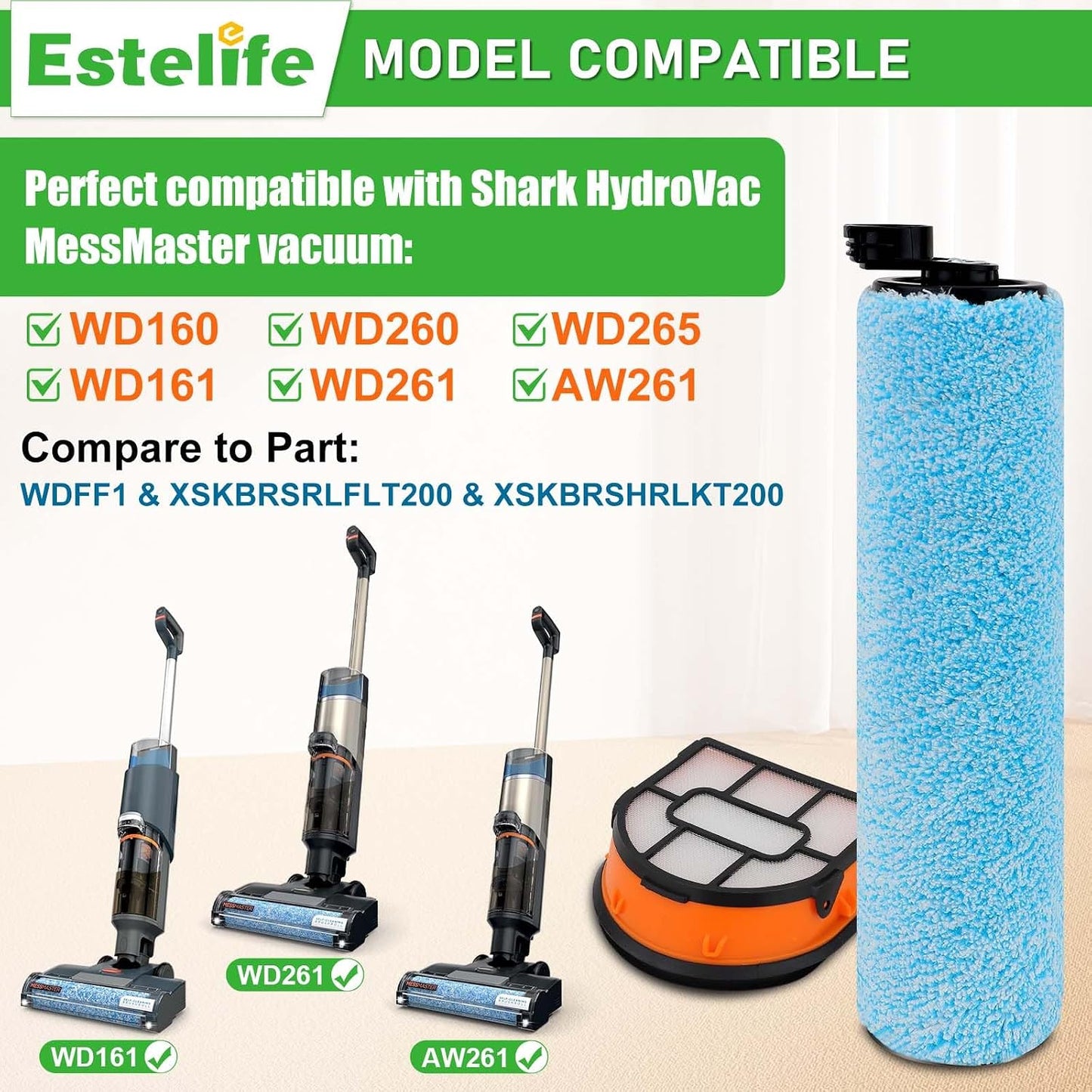 Cepillo repuesto Shark HydroVac WD161 con filtros