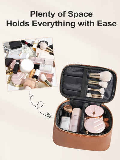 Bolsa maquillaje tipo train portátil organizadora marrón