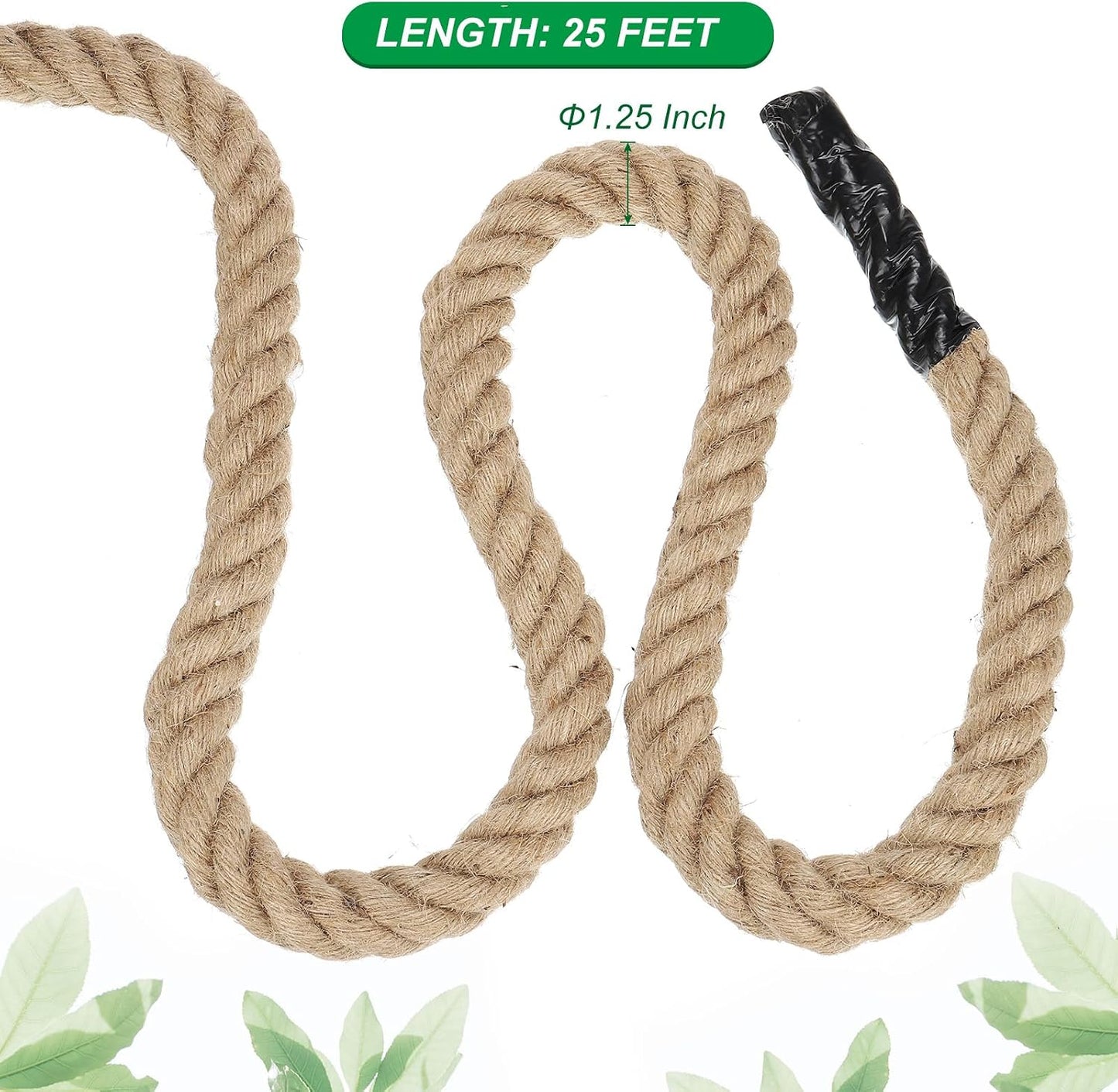Cuerda yute trenzada 1.25" x25ft para barandillas