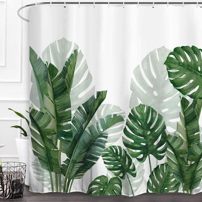 Cortina ducha planta verde impermeable lavable 72x72