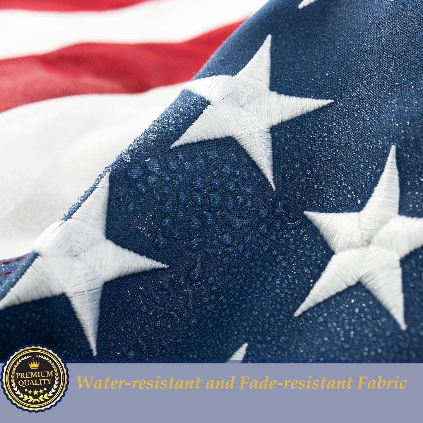 Bandera EE.UU. poliéster 2x3 estrellas bordadas resistente