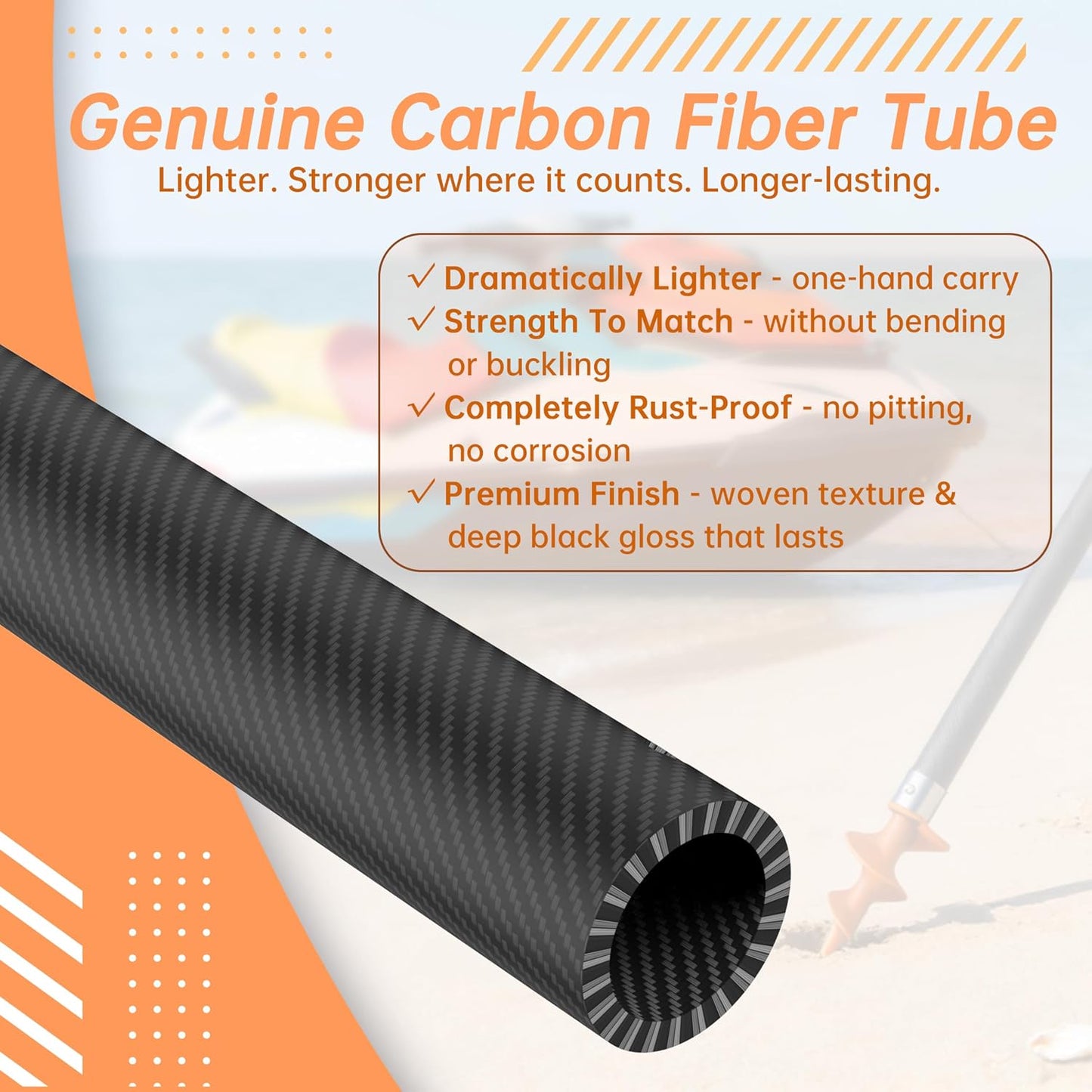 Ancla arena barco poste 20/40pulg fibra carbono resistente