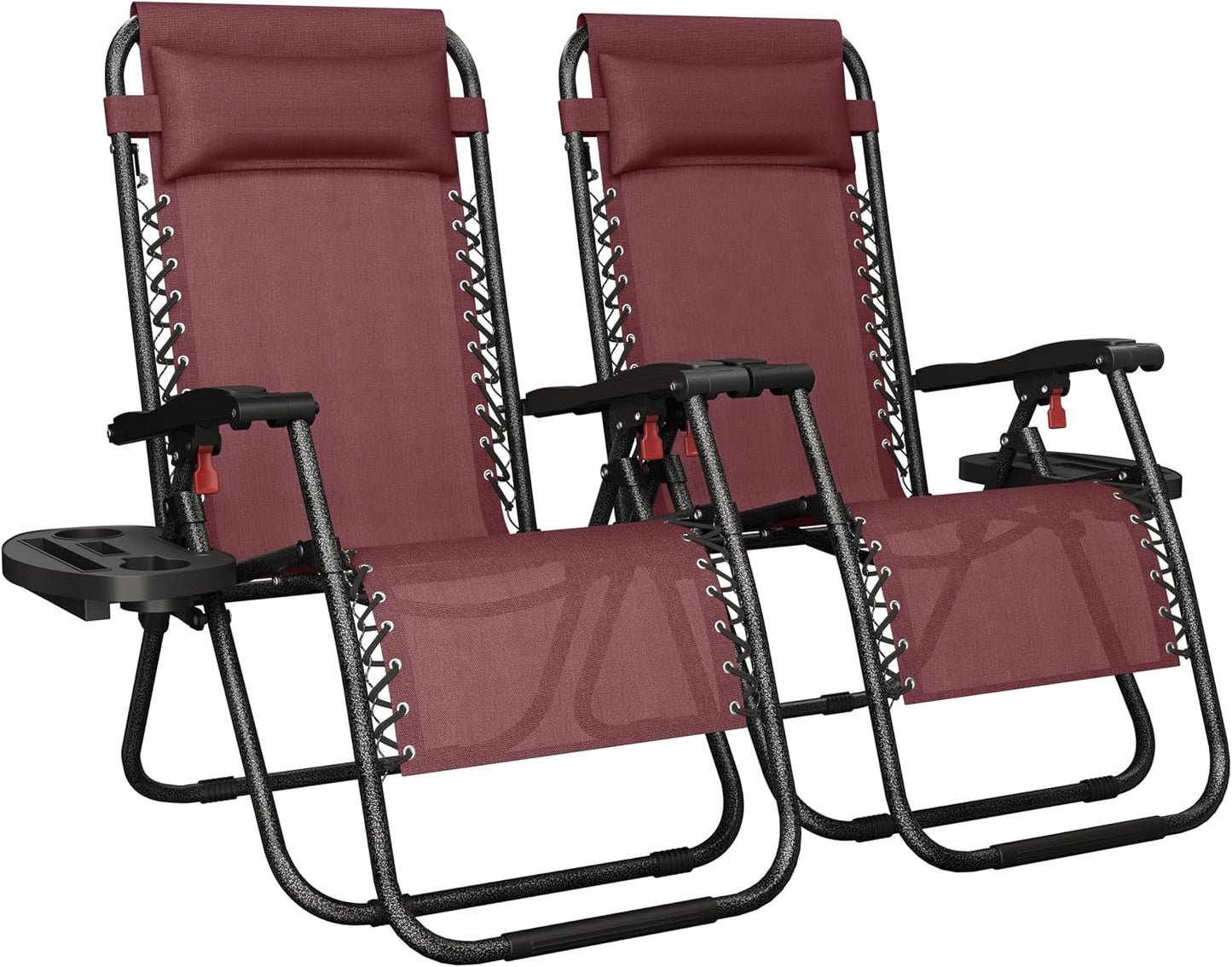 Sillas reclinables plegables exteriores color borgoña set 2