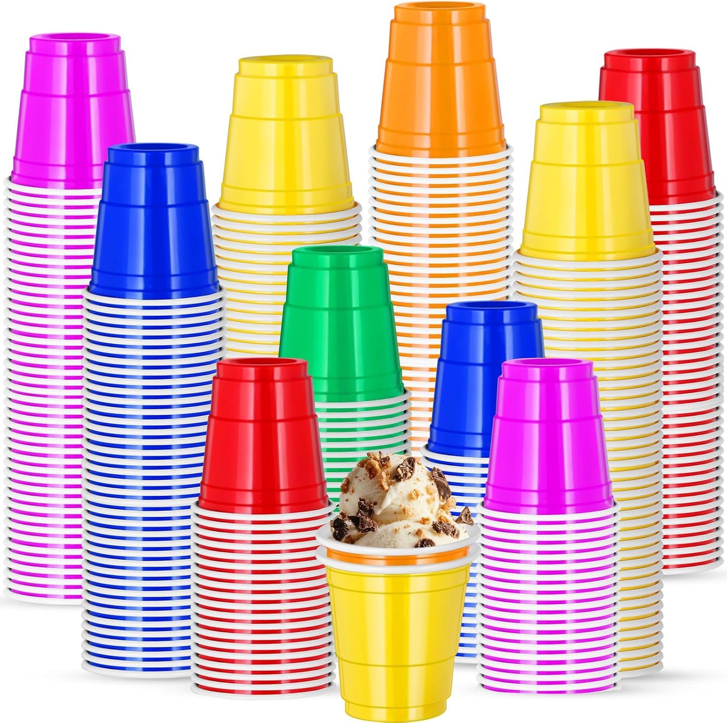 120 Vasos Chupito 2oz Multicolor para Degustaciones