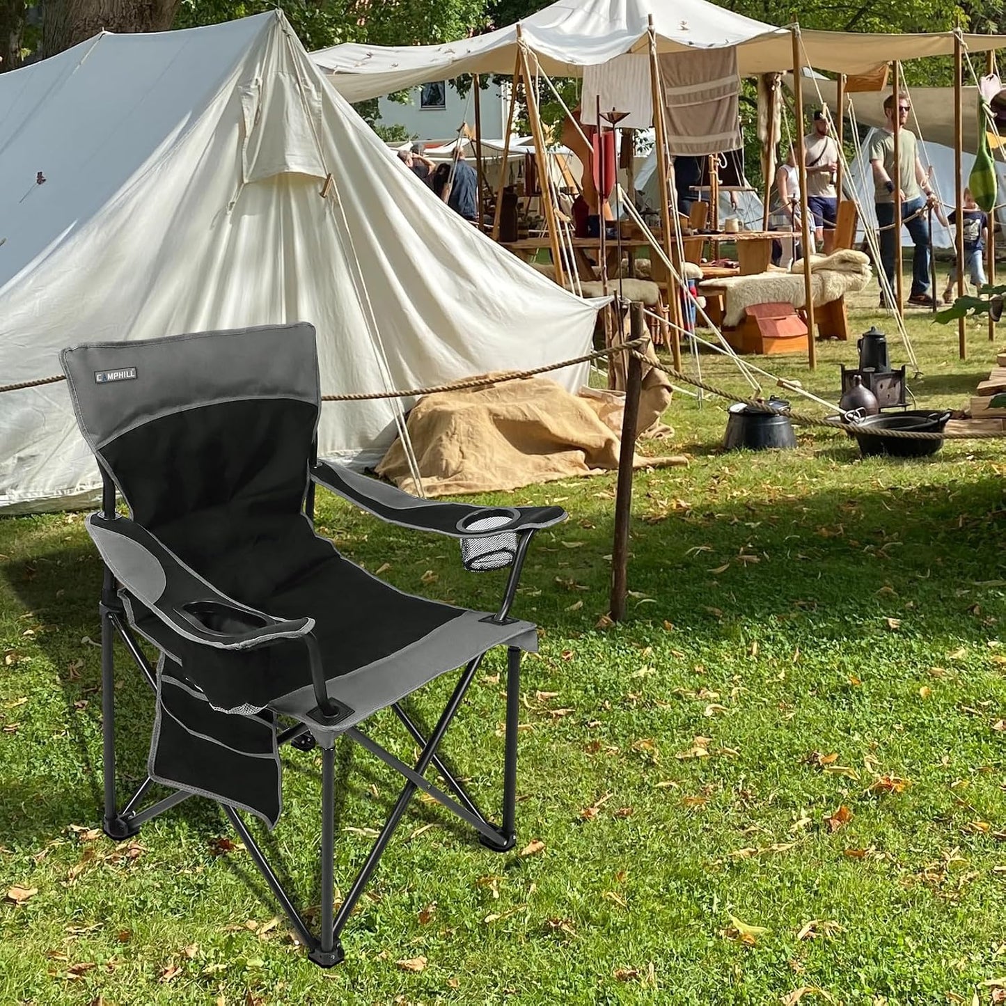 Sillas camping plegables gran tamaño con bolsillo y