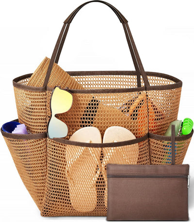 Bolso playa mujer boho nylon malla 26L resistente arena