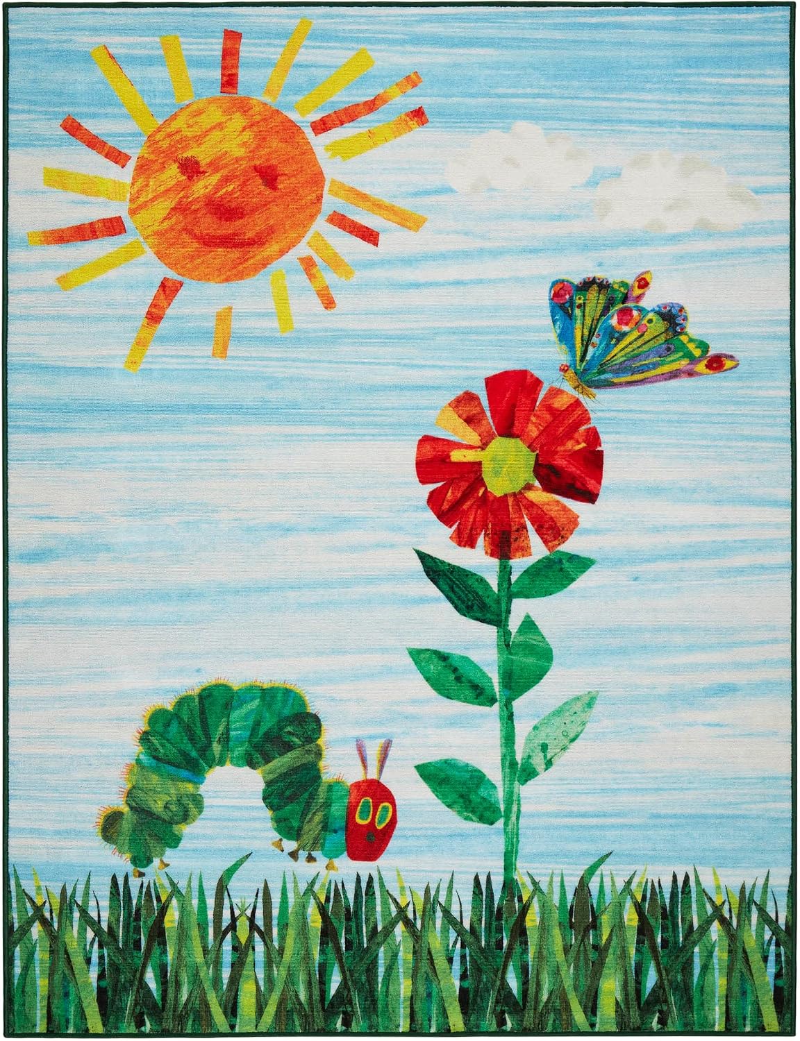 Alfombra área niños lavable 4x11x6x6 pies azul/verde