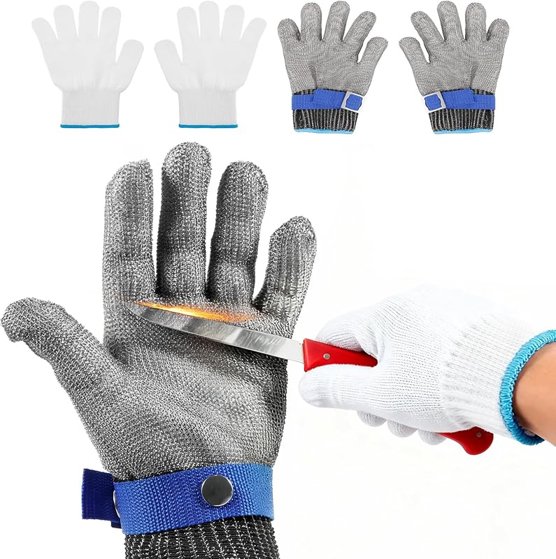 Guantes corte acero inox seguridad metalworking azul