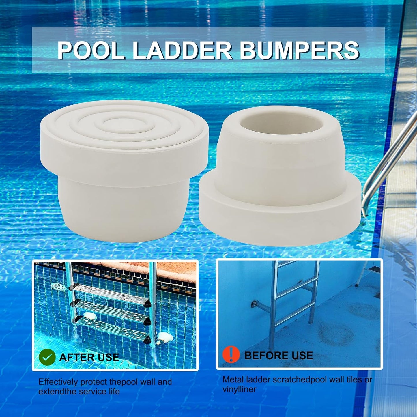 Parachoques goma blanca escalera piscina 1.9" set 4