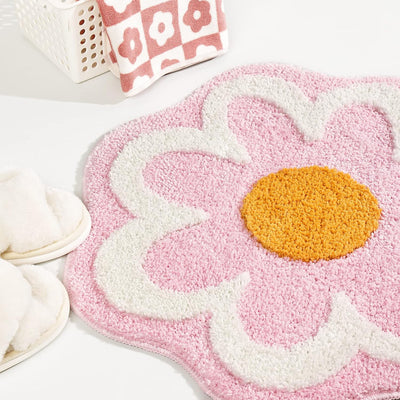 Alfombra baño flores rosas suave antiderrap