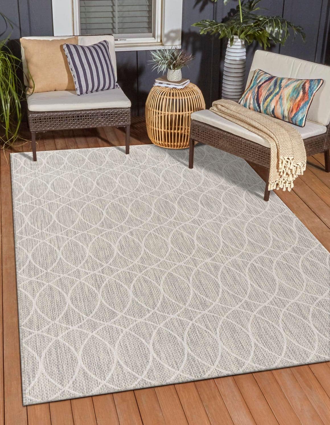 Alfombra rectangular 2x3ft 1" gris claro y marfil