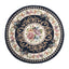 Alfombra redonda floral antiderrap lavable azul oscuro