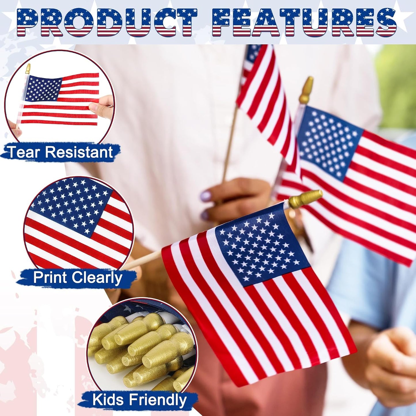 100 Banderas Americanas 4x6" Decoración 4 de Julio