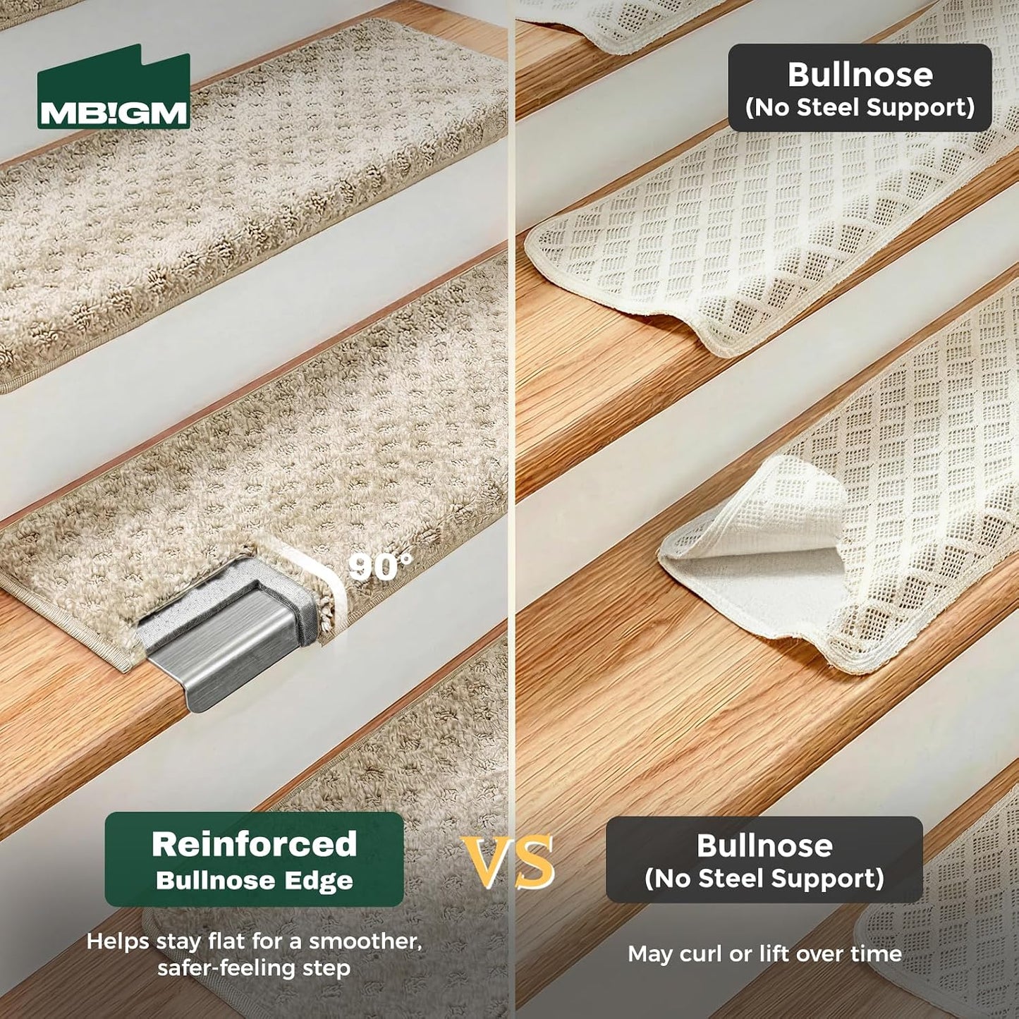 14 Pzas Peldaños Bullnose Antideslizantes 9.5x30pulg