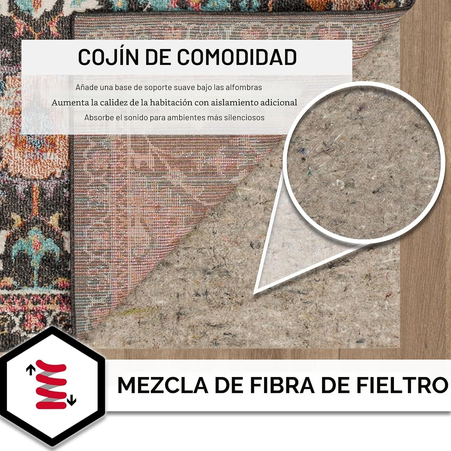 Almohadilla fieltro 8x10ft 1/4" comodidad prémium
