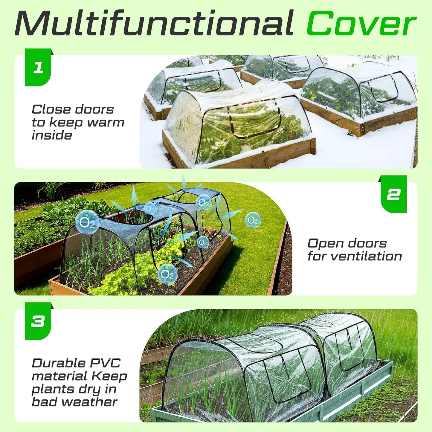 2 Cubiertas Jardín PVC Transparente Invernadero Plegable