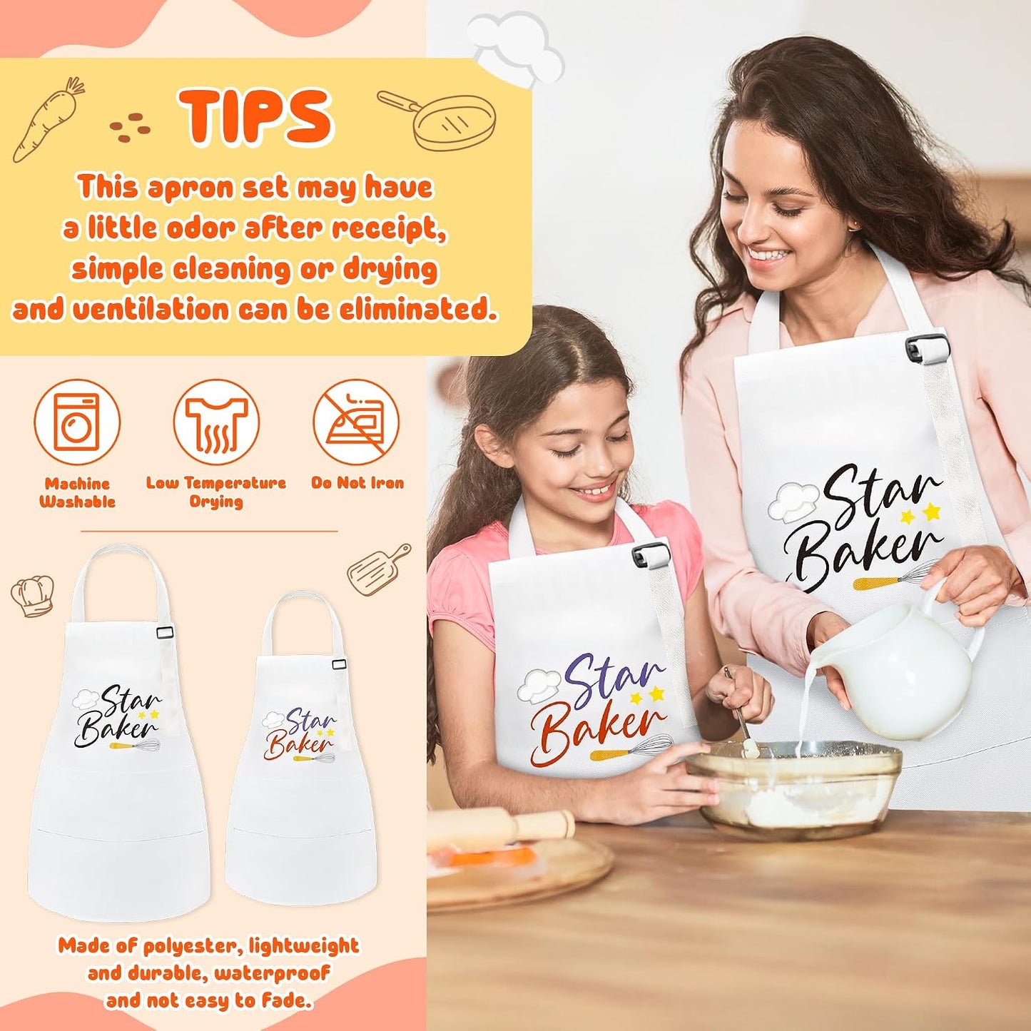 Set 4 Delantales Ajustables con Bolsillos para Cocina y Pintura