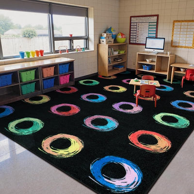 Alfombra educativa aula 7.5x13ft negra abstracta