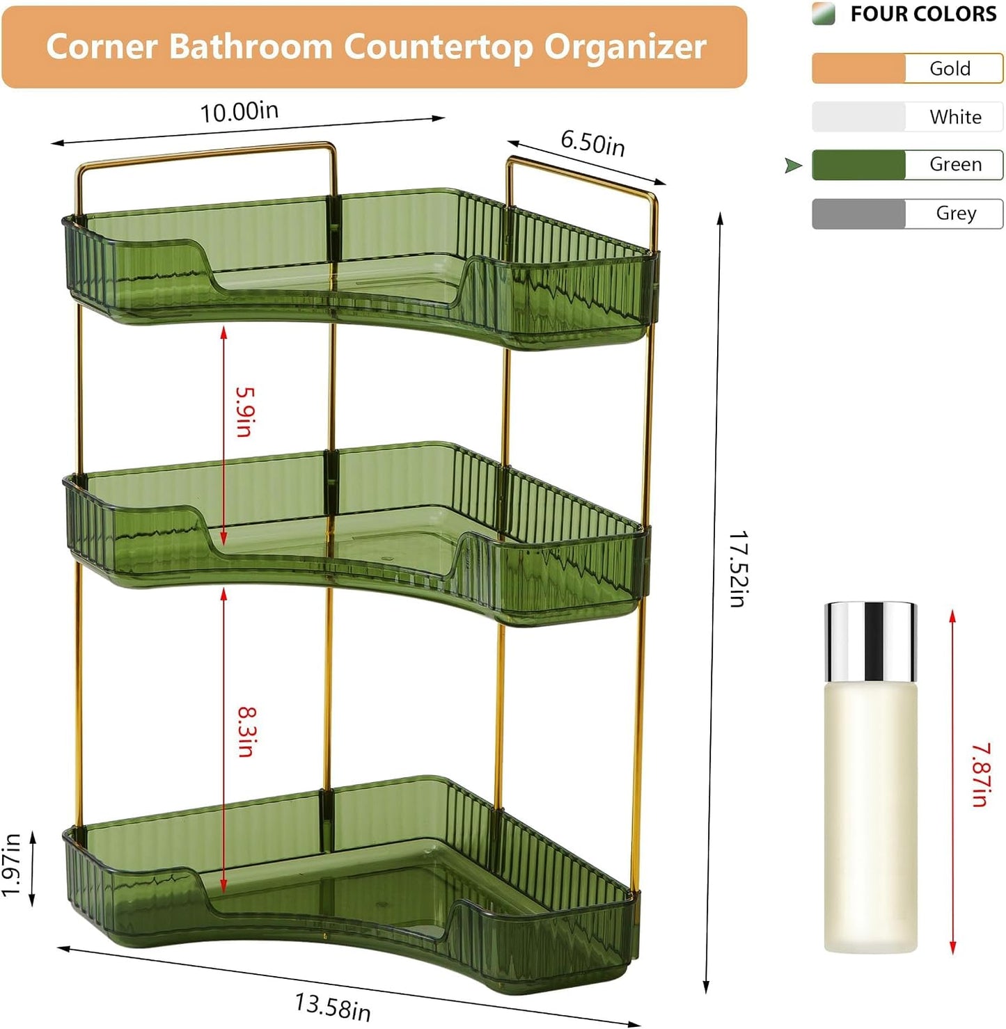 Organiz. esquina baño 3 niveles verde