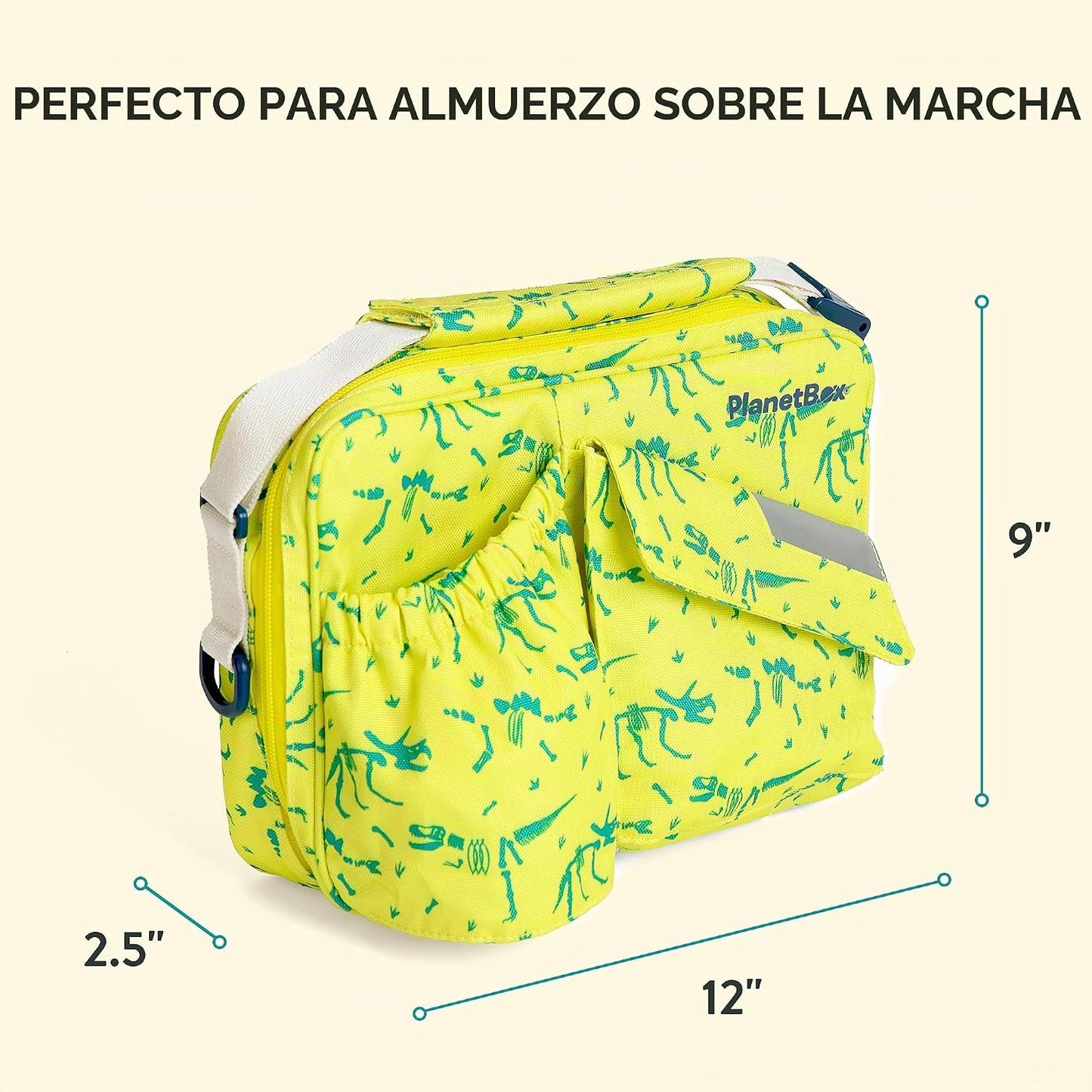 Bolsa almuerzo aislada con bolsillos botella y aperitivos