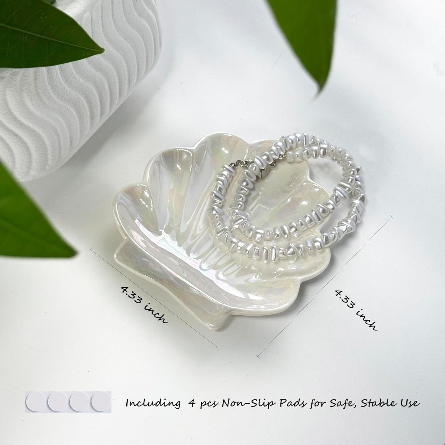 Plato concha soporte cerámica anillos decoración baño