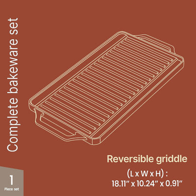 Plancha hierro fundido 18pulg lado plano y parrilla antiadherente