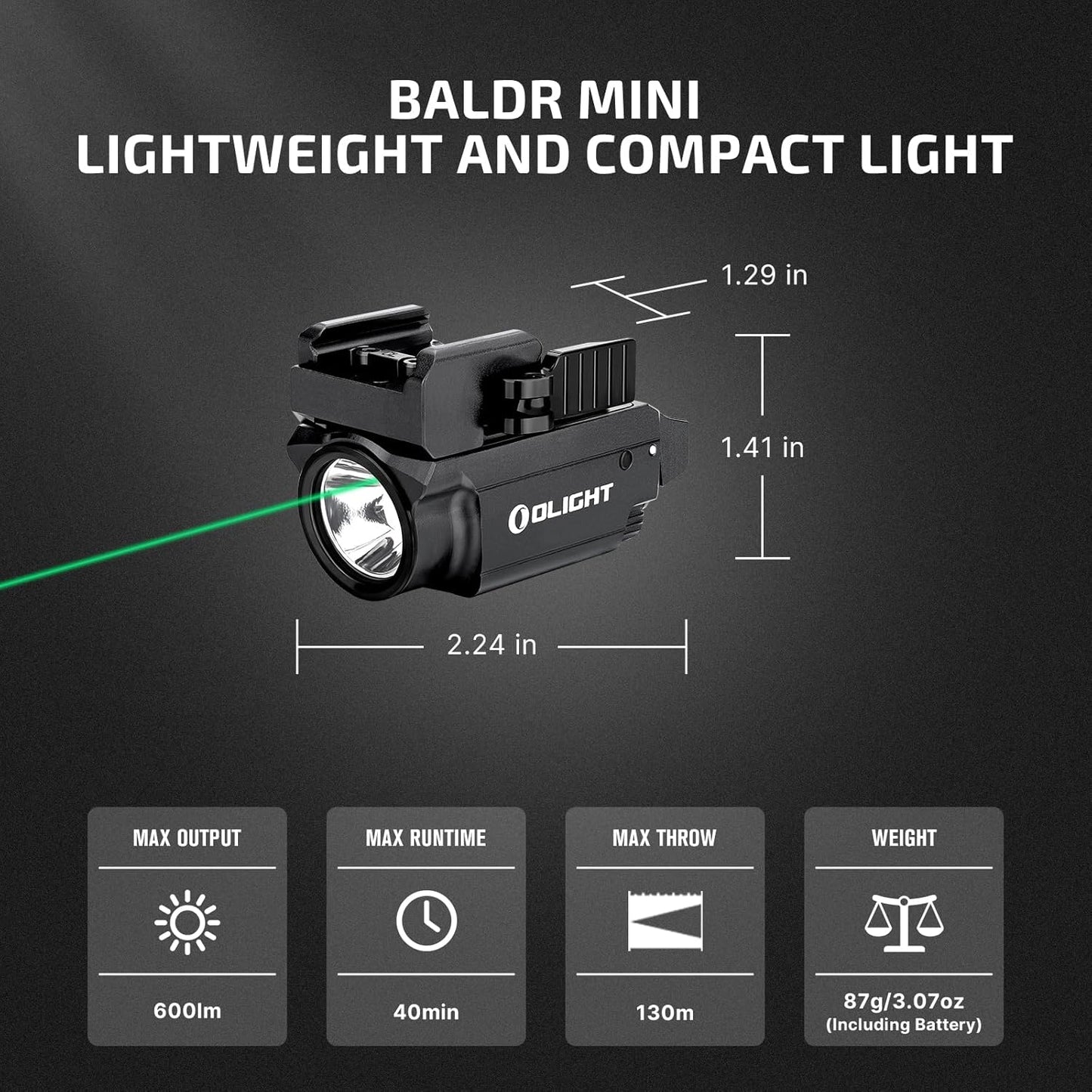 Linterna táctica USB magnética con riel para G19 G45 P320