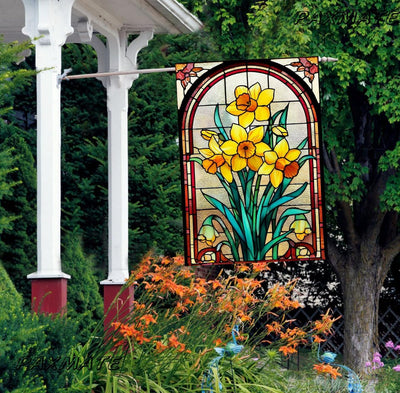 Bandera arpillera doble cara 28x40pulg estilo vitral