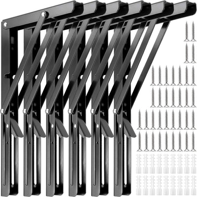 6 Soportes plegables 12pulg resistente carga 132lb negro