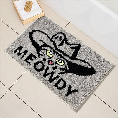 Alfombra baño gato western antideslizante 20x32pulg microfibra