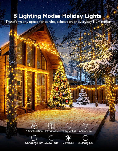Guirnalda LED 300 luces 99pies impermeable con temporizador