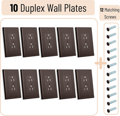 Placa pared dúplex 3.18x4.98pulg 10uds color marrón oscuro
