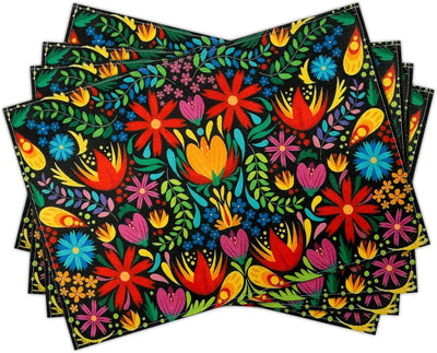Set 4 manteles Cinco de Mayo 12x18pulg decoración floral lavable