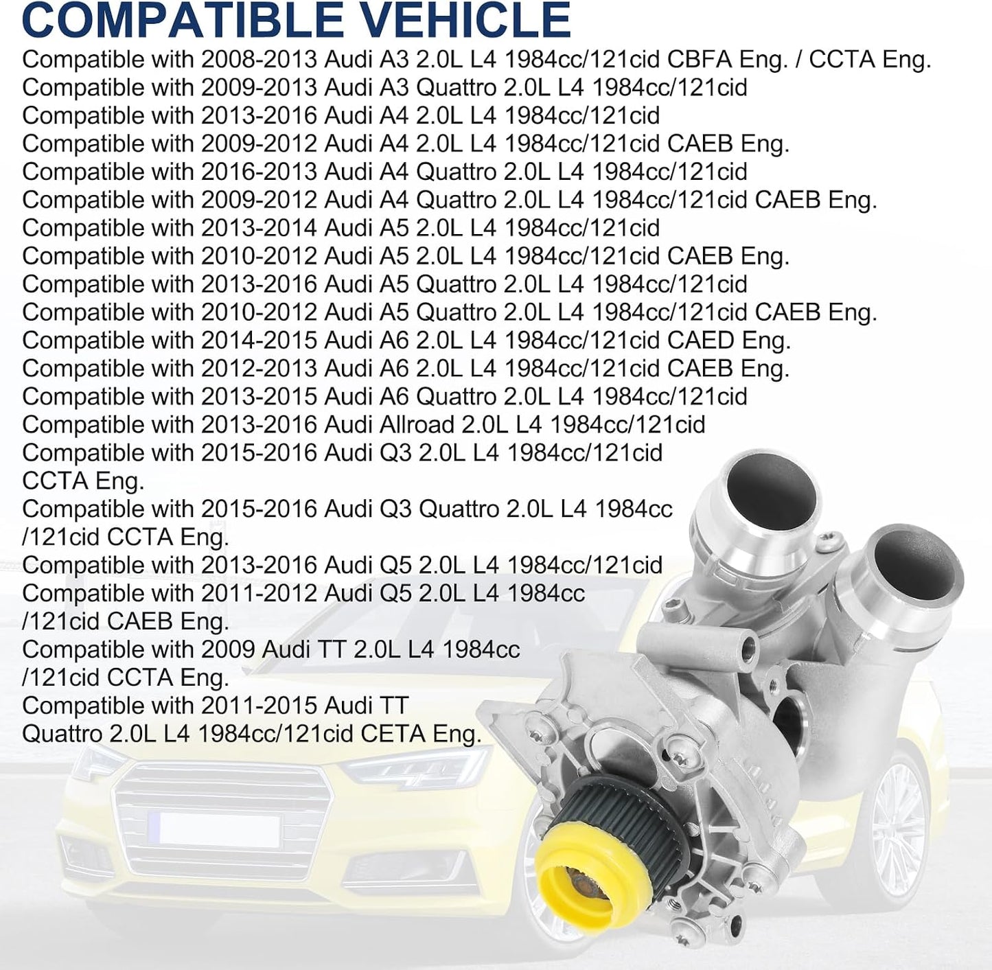 Bomba agua comp Audi A3 A4 A5 Q3 TT VW Tiguan 2.0L aluminio